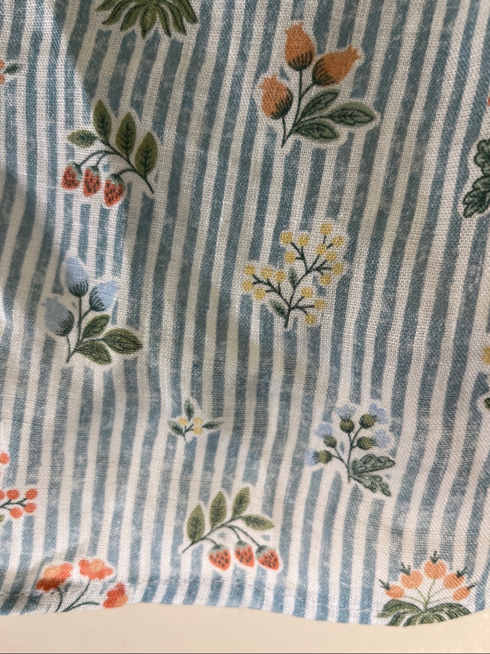 Garnet Hill Light Blue Striped Floral Linen Shirt size 8 - Picture 4 of 6